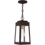 6.25 inch 1 Light Bronze Outdoor Pendant Lantern with Clear Glass Shade-Lighting LumensLantern