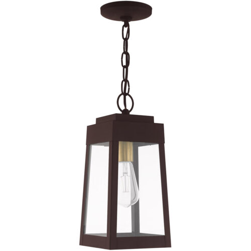 6.25 inch 1 Light Bronze Outdoor Pendant Lantern with Clear Glass Shade-Lighting LumensLantern