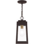 6.25 inch 1 Light Bronze Outdoor Pendant Lantern with Clear Glass Shade-Lighting LumensLantern