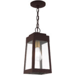 6.25 inch 1 Light Bronze Outdoor Pendant Lantern with Clear Glass Shade-Lighting LumensLantern