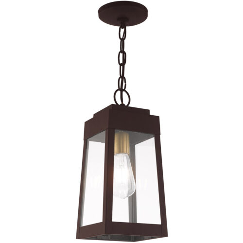 6.25 inch 1 Light Bronze Outdoor Pendant Lantern with Clear Glass Shade-Lighting LumensLantern