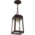 6.25 inch 1 Light Bronze Outdoor Pendant Lantern with Clear Glass Shade-Lighting LumensLantern