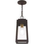 6.25 inch 1 Light Bronze Outdoor Pendant Lantern with Clear Glass Shade-Lighting LumensLantern