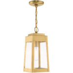 6.25 inch 1 Light Satin Brass Outdoor Pendant Lantern with Clear Glass Shade-Lighting LumensLantern