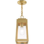 6.25 inch 1 Light Satin Brass Outdoor Pendant Lantern with Clear Glass Shade-Lighting LumensLantern