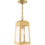 6.25 inch 1 Light Satin Brass Outdoor Pendant Lantern with Clear Glass Shade-Lighting LumensLantern