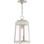 6.25 inch 1 Light Brushed Nickel Outdoor Pendant Lantern with Clear Glass Shade-Lighting LumensLantern