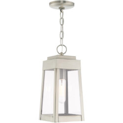 6.25 inch 1 Light Brushed Nickel Outdoor Pendant Lantern with Clear Glass Shade-Lighting LumensLantern