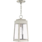 6.25 inch 1 Light Brushed Nickel Outdoor Pendant Lantern with Clear Glass Shade-Lighting LumensLantern