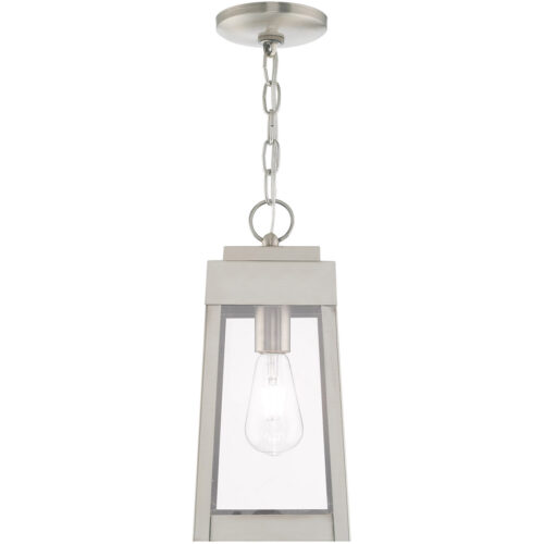 6.25 inch 1 Light Brushed Nickel Outdoor Pendant Lantern with Clear Glass Shade-Lighting LumensLantern