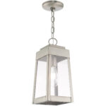 6.25 inch 1 Light Brushed Nickel Outdoor Pendant Lantern with Clear Glass Shade-Lighting LumensLantern