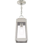 6.25 inch 1 Light Brushed Nickel Outdoor Pendant Lantern with Clear Glass Shade-Lighting LumensLantern