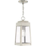 6.25 inch 1 Light Brushed Nickel Outdoor Pendant Lantern with Clear Glass Shade-Lighting LumensLantern