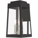 8.25 inch 3 Light Black Outdoor Wall Lantern with Clear Glass Shade-Lighting LumensLantern