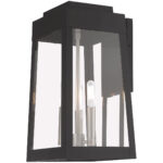 8.25 inch 3 Light Black Outdoor Wall Lantern with Clear Glass Shade-Lighting LumensLantern