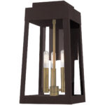 8.25 inch 3 Light Bronze Outdoor Wall Lantern with Clear Glass Shade-Lighting LumensLantern