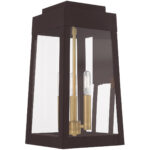 8.25 inch 3 Light Bronze Outdoor Wall Lantern with Clear Glass Shade-Lighting LumensLantern