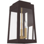 8.25 inch 3 Light Bronze Outdoor Wall Lantern with Clear Glass Shade-Lighting LumensLantern