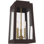 8.25 inch 3 Light Bronze Outdoor Wall Lantern with Clear Glass Shade-Lighting LumensLantern