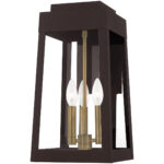 8.25 inch 3 Light Bronze Outdoor Wall Lantern with Clear Glass Shade-Lighting LumensLantern