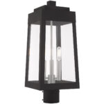 8.25 inch 3 Light Black Outdoor Post Top Lantern with Clear Glass Shade-Lighting LumensLantern