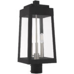 8.25 inch 3 Light Black Outdoor Post Top Lantern with Clear Glass Shade-Lighting LumensLantern