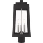 8.25 inch 3 Light Black Outdoor Post Top Lantern with Clear Glass Shade-Lighting LumensLantern