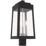 8.25 inch 3 Light Black Outdoor Post Top Lantern with Clear Glass Shade-Lighting LumensLantern