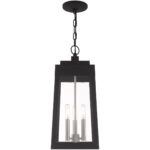 8.25 inch 3 Light Black Outdoor Pendant Lantern with Clear Glass Shade-Lighting LumensLantern