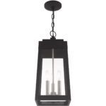 8.25 inch 3 Light Black Outdoor Pendant Lantern with Clear Glass Shade-Lighting LumensLantern