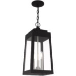 8.25 inch 3 Light Black Outdoor Pendant Lantern with Clear Glass Shade-Lighting LumensLantern