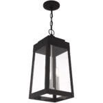 8.25 inch 3 Light Black Outdoor Pendant Lantern with Clear Glass Shade-Lighting LumensLantern