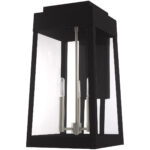 10.5 inch 3 Light Black Outdoor Wall Lantern with Clear Glass Shade-Lighting LumensLantern