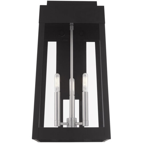 10.5 inch 3 Light Black Outdoor Wall Lantern with Clear Glass Shade-Lighting LumensLantern