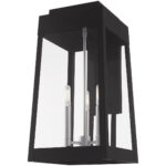 10.5 inch 3 Light Black Outdoor Wall Lantern with Clear Glass Shade-Lighting LumensLantern