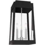 10.5 inch 3 Light Black Outdoor Wall Lantern with Clear Glass Shade-Lighting LumensLantern