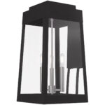 10.5 inch 3 Light Black Outdoor Wall Lantern with Clear Glass Shade-Lighting LumensLantern