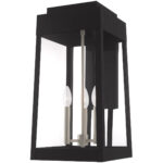 10.5 inch 3 Light Black Outdoor Wall Lantern with Clear Glass Shade-Lighting LumensLantern