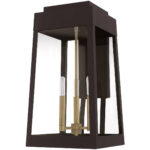 10.5 inch 3 Light Bronze Outdoor Wall Lantern with Clear Glass Shade-Lighting LumensLantern