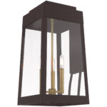 10.5 inch 3 Light Bronze Outdoor Wall Lantern with Clear Glass Shade-Lighting LumensLantern