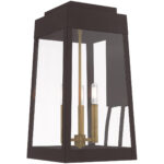 10.5 inch 3 Light Bronze Outdoor Wall Lantern with Clear Glass Shade-Lighting LumensLantern