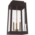 10.5 inch 3 Light Bronze Outdoor Wall Lantern with Clear Glass Shade-Lighting LumensLantern