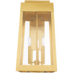 10.5 inch 3 Light Satin Brass Outdoor Wall Lantern with Clear Glass Shade-Lighting LumensLantern