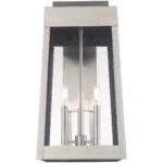 10.5 inch 3 Light Brushed Nickel Outdoor Wall Lantern with Clear Glass Shade-Lighting LumensLantern