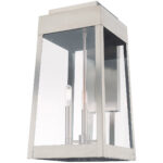 10.5 inch 3 Light Brushed Nickel Outdoor Wall Lantern with Clear Glass Shade-Lighting LumensLantern