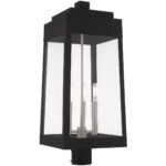 10.5 inch 3 Light Black Outdoor Post Top Lantern with Clear Glass Shade-Lighting LumensLantern