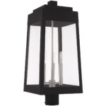 10.5 inch 3 Light Black Outdoor Post Top Lantern with Clear Glass Shade-Lighting LumensLantern