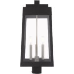 10.5 inch 3 Light Black Outdoor Post Top Lantern with Clear Glass Shade-Lighting LumensLantern