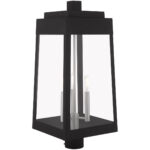 10.5 inch 3 Light Black Outdoor Post Top Lantern with Clear Glass Shade-Lighting LumensLantern