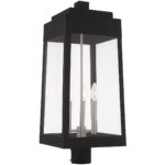 10.5 inch 3 Light Black Outdoor Post Top Lantern with Clear Glass Shade-Lighting LumensLantern